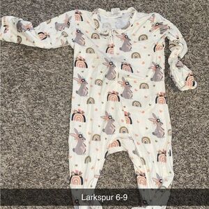 Kids One Piece - Cream with Rainbow and Bunny Print